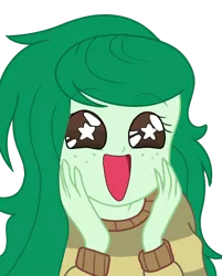 Size: 386x480 | Tagged: safe, artist:scampy, derpibooru import, wallflower blush, equestria girls, cute, flowerbetes, reaction image, sailor moon, simple background, smiling, solo, starry eyes, transparent background, wingding eyes