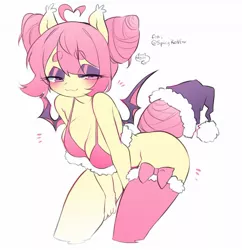 Size: 1231x1271 | Tagged: suggestive, artist:niniidawns, derpibooru import, oc, oc:sunset sorbet, unofficial characters only, anthro, bat pony, adorasexy, anthro oc, bat pony oc, bat wings, bedroom eyes, blushing, breasts, cute, sexy, wings