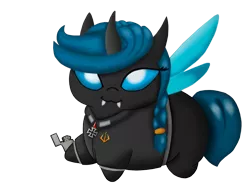 Size: 1791x1379 | Tagged: safe, artist:josipbrozbeforehoes, derpibooru import, changeling queen oc, oc, oc:protectress lilac, unofficial characters only, changeling, changeling queen, equestria at war mod, blue changeling, braid, chubbie, clothes, cute, fangs, female, hoof hold, lighter, simple background, solo, transparent background