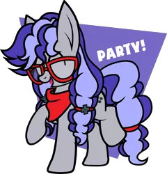 Size: 3217x3357 | Tagged: adorkable, artist:tridashie, bandana, cute, derpibooru import, dork, excited, glasses, oc, oc:cinnabyte, party, safe, simple background, solo, transparent background, unofficial characters only, yay