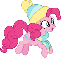 Size: 3190x3000 | Tagged: safe, artist:cloudyglow, derpibooru import, pinkie pie, earth pony, pony, best gift ever, beanie, clothes, cute, diapinkes, female, giant hat, hat, high res, mare, open mouth, scarf, simple background, solo, transparent background, vector