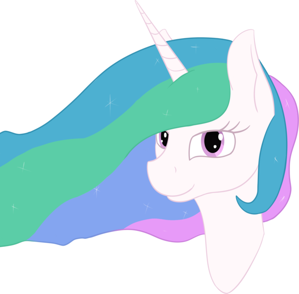 Size: 1885x1852 | Tagged: safe, artist:barhandar, deleted from derpibooru, derpibooru import, princess celestia, pony, bust, ethereal mane, female, looking at you, mare, simple background, smiling, solo, transparent background