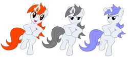 Size: 3612x1661 | Tagged: safe, artist:stabzor, derpibooru import, oc, oc:apathia, oc:discentia, oc:karma, ponified, unofficial characters only, pony, unicorn, angry, bipedal, dancing, female, happy, high res, mare, party pony, reddit, simple background, transparent background, trio, vector