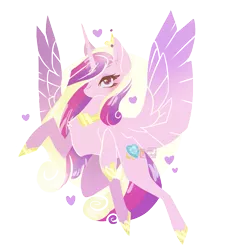 Size: 1269x1410 | Tagged: safe, artist:sucreskullx, derpibooru import, princess cadance, alicorn, pony, abstract background, circle background, cute, cutedance, ear fluff, female, heart, heart eyes, lineless, mare, simple background, solo, spread wings, transparent background, wingding eyes, wings