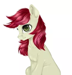 Size: 1016x1054 | Tagged: safe, artist:oksssid, derpibooru import, roseluck, earth pony, pony, cute, cuteluck, female, mare, simple background, sitting, solo, white background