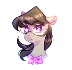 Size: 1432x1388 | Tagged: safe, artist:oksssid, derpibooru import, octavia melody, earth pony, pony, bowtie, bust, cute, female, glasses, looking at you, mare, portrait, simple background, solo, starry eyes, tavibetes, white background, wingding eyes