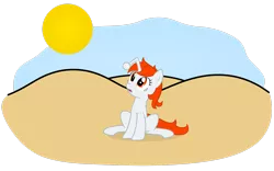 Size: 3098x1936 | Tagged: safe, artist:fabulouspony, derpibooru import, oc, oc:karma, ponified, unofficial characters only, pony, unicorn, desert, female, mare, reddit, simple background, sitting, solo, sun, sweat, transparent background, vector