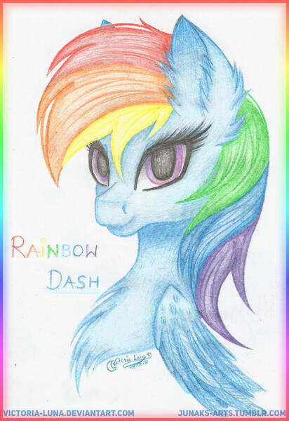 Size: 1539x2242 | Tagged: safe, artist:victoria-luna, derpibooru import, rainbow dash, pegasus, pony, bust, female, mare, solo