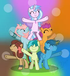 Size: 1200x1312 | Tagged: safe, artist:andrealaloka2006, artist:melodysweetheart, derpibooru import, gallus, ocellus, sandbar, silverstream, smolder, yona, ponified, earth pony, pegasus, pony, unicorn, she's all yak, base used, bracelet, cute, diaocelles, diastreamies, disguise, disguised changeling, ear piercing, earring, eyes closed, freckles, gallabetes, gradient background, jewelry, necklace, not scootaloo, piercing, ponified gallus, ponified ocellus, ponified silverstream, ponified smolder, pony gallus, pony ocellus, pony pyramid, pony silverstream, pony yona, sandabetes, simple background, smiling, smolderbetes, species swap, student six, sweet dreams fuel, yonadorable