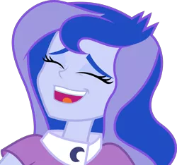 Size: 3199x2990 | Tagged: safe, artist:ambassad0r, derpibooru import, edit, editor:slayerbvc, vector edit, princess luna, equestria girls, friendship games, clothes, eyes closed, female, laughing, no makeup edit, open mouth, simple background, solo, transparent background, vector, vice principal luna