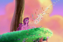 Size: 720x480 | Tagged: safe, derpibooru import, screencap, skywishes, star catcher, butterfly, pony, dancing in the clouds, animated, cloud, duo, female, flying, g3, no dialogue, shipping fuel, sky, sound, webm