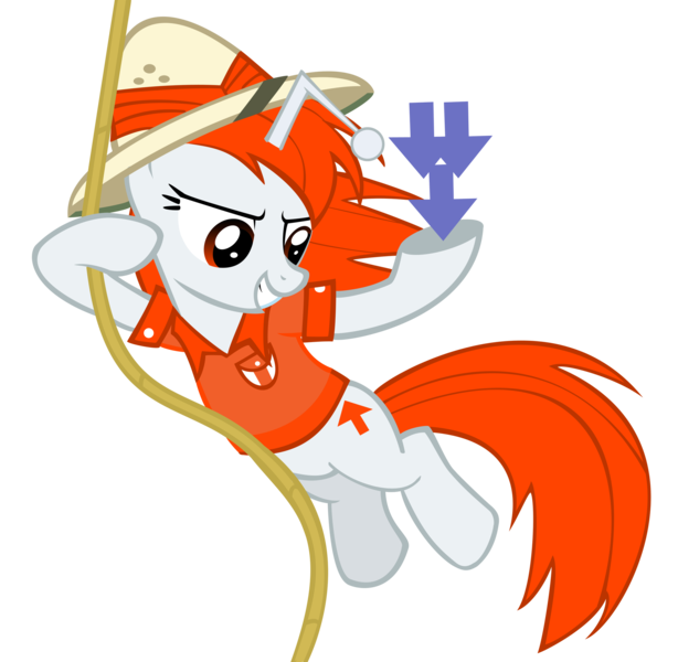 Size: 2476x2421 | Tagged: safe, artist:splintered-pencil, derpibooru import, oc, oc:karma, ponified, unofficial characters only, pony, unicorn, clothes, costume, cutie mark, downvote, female, hat, mare, reddit, rope, simple background, solo, swinging, transparent background, upvote, vector