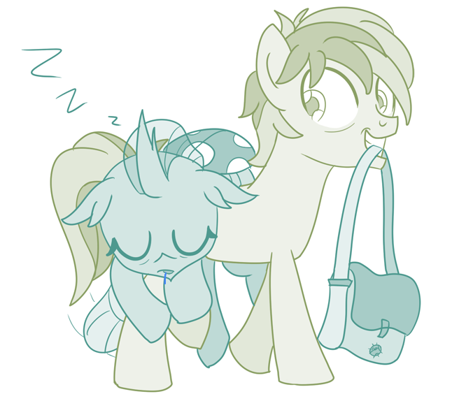 Size: 676x574 | Tagged: artist:sintakhra, bag, carrying, carrying changeling, changeling, changeling laying on pony, cute, derpibooru import, diaocelles, drool, edit, looking back, mouth hold, ocellus, on back, safe, sandbar, sleeping, tumblr:studentsix