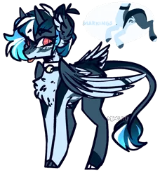 Size: 936x1025 | Tagged: safe, artist:mcwolfity, deleted from derpibooru, derpibooru import, oc, unofficial characters only, pegasus, pony, :p, chest fluff, collar, ear fluff, female, leonine tail, mare, pegasus oc, reference sheet, simple background, solo, tongue out, transparent background, wings