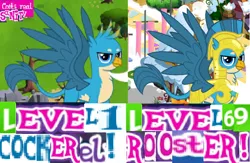 Size: 704x459 | Tagged: artist:horsesplease, bird, caption, costs real sanity, derpibooru import, evolution, expand dong, exploitable meme, gallus, gallus the rooster, gameloft, image macro, mafia city, meme, rooster, royal guard gallus, safe, self griffondox, self paracox, self paradox, text, that's how mafia works, the last problem, upgrade