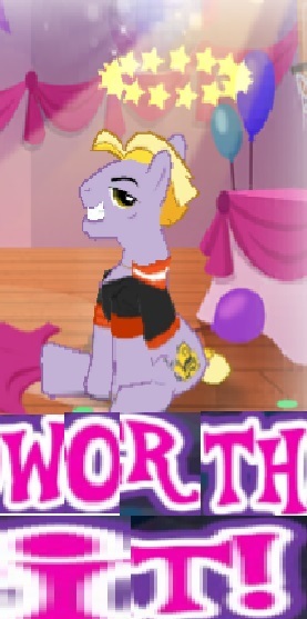 Size: 277x557 | Tagged: artist:horsesplease, buck withers, caption, derpibooru import, dizzy, expand dong, exploitable meme, gameloft, image macro, meme, safe, smiling, text, worth it, wow! glimmer