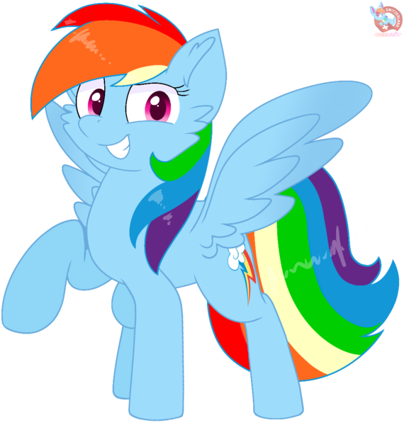 Size: 1077x1133 | Tagged: artist:rainbow eevee, backwards cutie mark, cheek fluff, colored wings, cutie mark, derpibooru import, determined, female, gradient wings, looking at you, mare, multicolored hair, pink eyes, rainbow dash, rainbow hair, raised hoof, safe, simple background, smiling, solo, spread wings, transparent background, vector, wings