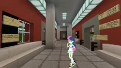 Size: 1334x750 | Tagged: safe, artist:razethebeast, derpibooru import, edit, editor:topsangtheman, bon bon, sweetie drops, equestria girls, interior, looking at you, minecraft, new york city subway