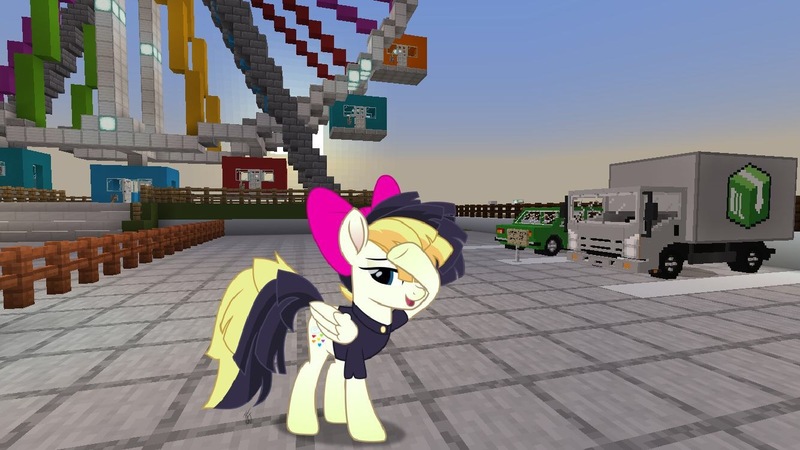 Safe Artist Mlp Scribbles Derpibooru Import Edit Editor Topsangtheman Songbird Serenade Pegasus Pony My Little Pony The Movie Bow Eye Eyes Female Ferris Wheel Mare Minecraft Truck Twibooru