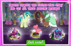 Size: 1037x680 | Tagged: safe, derpibooru import, sandbar, yona, earth pony, pony, yak, she's all yak, the last problem, advertisement, gameloft, lidded eyes, limited-time story, older, older sandbar, older yona