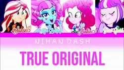 Size: 1280x720 | Tagged: safe, derpibooru import, kiwi lollipop, pinkie pie, sunset shimmer, supernova zap, equestria girls, equestria girls series, sunset's backstage pass!, spoiler:eqg series (season 2), k-lo, postcrush, su-z, true original (song)