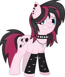 Size: 1812x2155 | Tagged: safe, artist:soulakai41, derpibooru import, oc, oc:xena, earth pony, pony, choker, female, leg warmers, mare, simple background, solo, spiked choker, transparent background