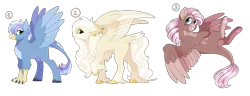 Size: 6500x2500 | Tagged: artist:gigason, derpibooru import, female, high res, hippogriff, hybrid, interspecies offspring, magical lesbian spawn, oc, offspring, parent:gilda, parent:pinkie pie, parent:rainbow dash, parents:gildapie, parents:gildash, safe, simple background, tail feathers, transparent background, unofficial characters only