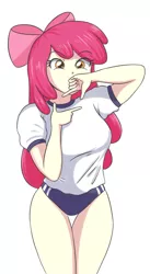 Size: 1240x2260 | Tagged: safe, artist:sumin6301, derpibooru import, apple bloom, equestria girls, breasts, busty apple bloom, clothes, female, older, older apple bloom, shirt, solo, sports panties
