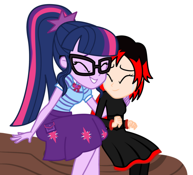 Size: 1600x1451 | Tagged: safe, artist:cherylblackberrychan, artist:lhenao, derpibooru import, sci-twi, twilight sparkle, equestria girls, barely eqg related, base used, crossover, equestria girls-ified, ruby rose, rwby, simple background, transparent background