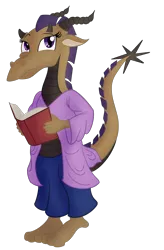 Size: 2858x4366 | Tagged: anthro, artist:sixes&sevens, book, clothes, derpibooru import, dragonborn, dungeons and dragons, female, horns, pen and paper rpg, robe, rpg, safe, simple background, solo, transparent background, twilight sparkle, wizard