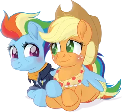 Size: 2010x1854 | Tagged: safe, artist:knadire, derpibooru import, applejack, rainbow dash, earth pony, pegasus, pony, the last problem, spoiler:s09, 40 lashes, alternate hairstyle, alternate style, appledash, applejack's hat, blushing, contest entry, couple, cowboy hat, crossed hooves, cute, female, granny smith's scarf, granny smith's shawl, hat, holding hooves, holiday, hug, lesbian, mane bun, mare, older, older applejack, older rainbow dash, pair, series finale, shawl, ship, shipping, simple background, smiling, transparent background, valentine's day, wing hold, winghug