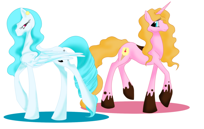 Size: 1832x1157 | Tagged: safe, artist:whitewing1, derpibooru import, oc, oc:coco, oc:kate, unofficial characters only, pegasus, pony, unicorn, female, mare, simple background, transparent background