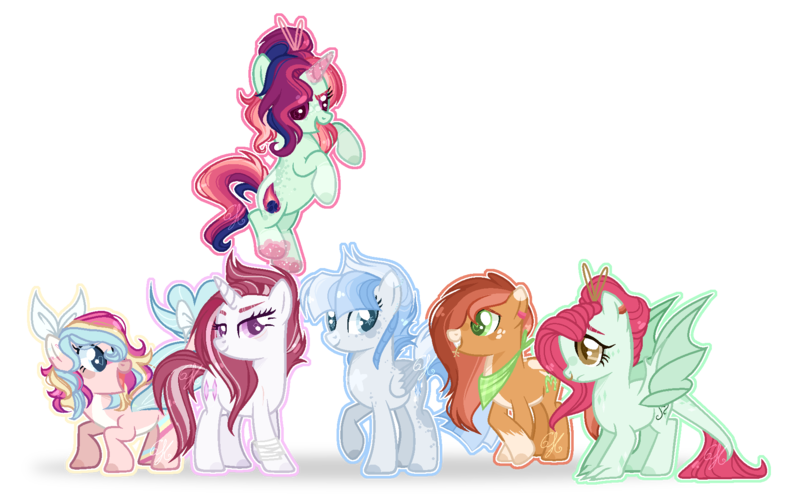 Size: 1923x1203 | Tagged: safe, artist:6-fingers-lover, derpibooru import, oc, oc:fire ball, oc:lucky hoof (6-fingers-lover), oc:poison ivy, oc:smooth blue, oc:strong heart, oc:sugar cane, unofficial characters only, dracony, dragon, earth pony, hybrid, pegasus, pony, unicorn, female, interspecies offspring, levitation, magic, magical lesbian spawn, mare, offspring, parent:applejack, parent:bulk biceps, parent:fluttershy, parent:pinkie pie, parent:princess ember, parent:princess skystar, parent:rainbow dash, parent:rarity, parent:sunset shimmer, parent:troubleshoes clyde, parent:twilight sparkle, parents:embershy, parents:raribulk, parents:skypie, parents:sunsetdash, parents:troublejack, parents:twidash, self-levitation, simple background, straw in mouth, telekinesis, transparent background