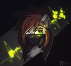 Size: 2700x2500 | Tagged: safe, artist:freak-side, derpibooru import, oc, oc:freak-side, cyborg, earth pony, female, glow, half-face gas mask, half-face respirator, light, neon, r63 oc, respirator, rule 63, solo