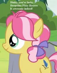 Size: 567x720 | Tagged: botched haiku, bow, cropped, cute, derpibooru import, edit, edited screencap, implied derpy, implied dinky, kettlebetes, kettle corn, mane bow, marks and recreation, safe, screencap