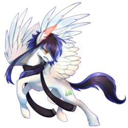 Size: 1280x1280 | Tagged: safe, artist:renciel, derpibooru import, oc, oc:sky digit, unofficial characters only, pegasus, pony, clothes, scarf, simple background, solo, transparent background