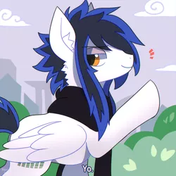 Size: 700x700 | Tagged: safe, artist:renciel, derpibooru import, oc, oc:sky digit, unofficial characters only, pegasus, pony, clothes, scarf, solo