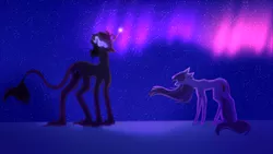 Size: 3614x2042 | Tagged: safe, artist:hyshyy, derpibooru import, king sombra, oc, earth pony, pony, female, mare, night, snow