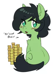 Size: 696x965 | Tagged: safe, artist:lockhe4rt, derpibooru import, oc, oc:anonfilly, earth pony, pony, chest fluff, cute, female, filly, gold coins, solo