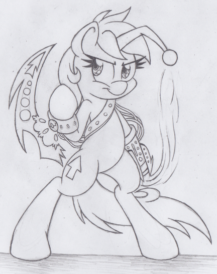 Size: 432x547 | Tagged: safe, artist:dfectivedvice, derpibooru import, oc, oc:karma, ponified, unofficial characters only, pony, unicorn, action pose, bipedal, black and white, claws, cutie mark, female, grayscale, mare, monochrome, reddit, simple background, sketch, sword, traditional art, upvote, weapon