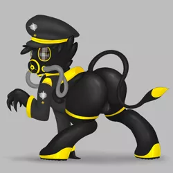 Size: 3000x3000 | Tagged: suggestive, artist:a_friendly_guest, derpibooru import, oc, oc:rubberclaw, gryphon, air tank, ass, balls, butt, catsuit, claws, clothes, fetish, gas mask, general, german, hat, latex, latex suit, luftwaffe, male, mask, nazi, nudity, solo, solo male, swastika, tail, uniform