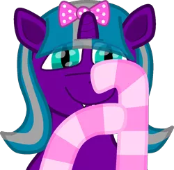 Size: 1038x1016 | Tagged: safe, artist:starry mind, derpibooru import, oc, oc:starry mind, unofficial characters only, bat pony, bat pony unicorn, hybrid, pony, unicorn, bow, clothes, crossdressing, cute, fangs, femboy, hair bow, hooves, horn, male, medibang paint, polka dots, simple background, slit eyes, socks, solo, stallion, striped socks, transparent background