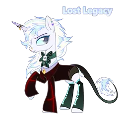 Size: 2500x2500 | Tagged: safe, artist:bublebee123, derpibooru import, oc, oc:lost legacy (ice1517), unofficial characters only, pony, unicorn, bone, bowtie, clothes, coat, collar, colored sclera, ear piercing, earring, eyeshadow, female, horn, horn jewelry, jewelry, leonine tail, makeup, mare, nose piercing, nose ring, piercing, raised hoof, shirt, shorts, simple background, skull, snake bites, socks, solo, stockings, t-shirt, thigh highs, transparent background