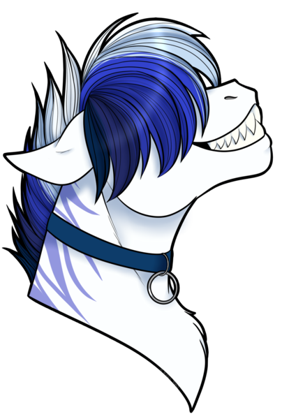 Size: 1280x1903 | Tagged: artist:caff, collar, derpibooru import, head shot, oc, safe, sharp teeth, simple background, smiling, solo, teeth, transparent background, unofficial characters only