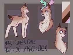 Size: 2000x1500 | Tagged: antlers, artist:saltemperor, deer, deer oc, derpibooru import, femboy, male, multicolored antlers, multicolored eyes, oc, oc:timber gale, reference sheet, safe, short tail, unofficial characters only