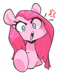 Size: 813x945 | Tagged: safe, artist:sourspot, derpibooru import, pinkie pie, earth pony, pony, bust, cross-popping veins, cute, cuteamena, diapinkes, female, looking at you, mare, open mouth, pinkamena diane pie, simple background, solo, white background