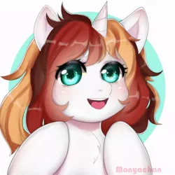 Size: 700x700 | Tagged: safe, artist:monyachan, derpibooru import, oc, oc:scarlet serenade, unofficial characters only, pony, unicorn, cute, female, happy, mare, smiling, solo