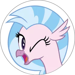 Size: 1000x1000 | Tagged: artist:andrevus, classical hippogriff, cute, derpibooru import, diastreamies, female, hippogriff, icon, one eye closed, safe, silverstream, simple background, solo, transparent background, wink, winking at you