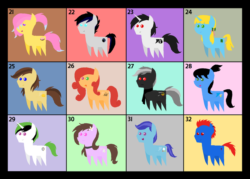 Size: 1794x1284 | Tagged: safe, artist:lukington17, derpibooru import, oc, oc:andridash, oc:angelofdeathpony, oc:dusk arcus, oc:ender pone, oc:foxidro, oc:pastry baker, oc:sierra nightingale, oc:soft melody, oc:sunshine denom, oc:tero, unofficial characters only, pegasus, pony, unicorn, clothes, ear piercing, earring, jewelry, necklace, piercing, pointy ponies, scarf