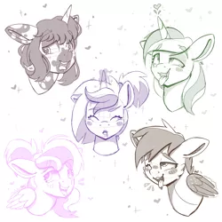 Size: 4000x4000 | Tagged: suggestive, artist:partylikeanartist, derpibooru import, oc, oc:bunny, oc:indigo wire, oc:lory, oc:mona squiggles, oc:olive martini, pegasus, pony, unicorn, ahegao, blushing, cross-eyed, drool, drool string, eyes closed, eyeshadow, horn, horngasm, looking back, looking up, makeup, one eye closed, open mouth, orgasm, sketch, sketch dump, solo, tongue out